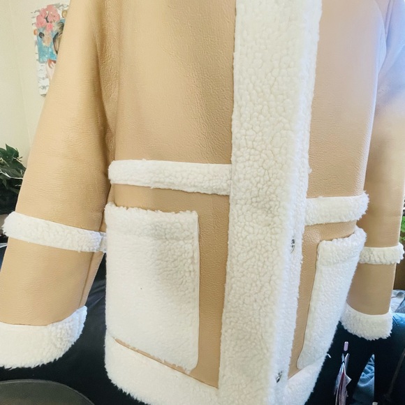 Avec Les Filles Darylane Faux-Shearling Faux-Leather Woman’s Coat Size M - Picture 8 of 16